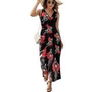 Anceky Motocross Bike Dirt Racing Canada Maple Trendy Sleeveless Dresses for Women V Neck Sexy Maxi Sundresses Spring Summer