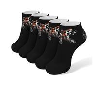 Anceky Motocross Dirt Bike Checkered Flag 5 Pairs Unisex Activewear Ankle Socks Lightweight Low Cut And No Show Socks