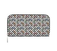 Anceky Motocross Dirt Bike Checkered Wallets PU Leather Wallet for Women Men Zipper Credit Card Purse Long Clutch Purse