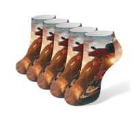 Anceky Motocross Dirt Bike Sunset 5 Pairs Unisex Activewear Ankle Socks Lightweight Low Cut And No Show Socks