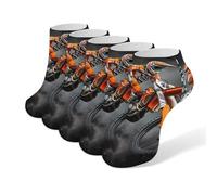 Anceky Motocross Racing Checkered Flag Dirt Bike 5 Pairs Unisex Activewear Ankle Socks Lightweight Low Cut And No Show Socks