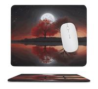 Anceky Mouse Pad Omputer Game Mouse Mat Red Tree Lake Moons for Desk Small Rubber Base Mouse Pads