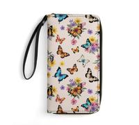 Anceky Multi-Layer Beautiful Butterfly Vintage Botanical Butterflies Leather Wallet for Women, Slim Credit Card Holder, Stylish for Everyday Use