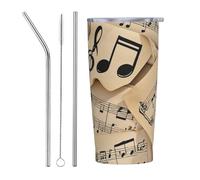 Anceky Musical Notes Sheet Musics 20 Oz Stainless Steel Travel Mug Vacuum Insulated Tumbler Coffee Mugs for Car Office Gym
