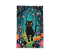 Anceky Mystical Black Cat Fireflies for Absorbent Kitchen Towels, 16x26 Inch Quick Dry Cleaning Dishcloths
