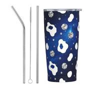 Anceky Navy Blue Cow Spot Glitter Space 20 Oz Stainless Steel Travel Mug Vacuum Insulated Tumbler Coffee Mugs for Car Office Gym
