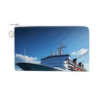 Anceky Ocean Ferry Boat Wallet for Men Women Canvas Coin Purse Zippered Change Holder with Secure Closure