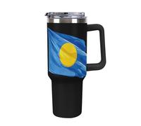 Anceky Palauan Palau Flag 40 Oz Tumbler with Handle Travel Coffee Mug Large Capacity Cars Cup Black-Style