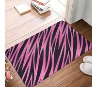Anceky Pink Black Zebra Print Striped Bathroom Rugs Non Slip Washable, 16x24 in Bath Mat Bath Rugs for Bathroom Decor, Soft Floor Door Mat Kitchen Rugs, Washable Rug for Indoor Outdoor Tub
