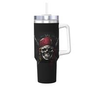 Anceky Pirates Flag 40 OZ Stainless Steel Tumbler with Handle Lid Straw, Ice Bully Hot/Cold Coffee Cup for Women Men Birthday Presents
