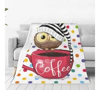Anceky Polka Dots Owl Coffee Blanket Throw Blanket Flannel Lightweight Soft Plush Fuzzy Blankets for Bed Sofa Couch Livingroom Chair Car Travel Pet 80"x60"