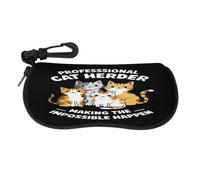 Anceky Professional Cat Herder Making The Impossible Happen Glasses Storage Bag Sunglasses Case Eyeglass Protect Zipper Pouch with Tie Fit Men Women
