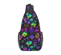 Anceky Psychedelic Colorful Mushrooms Vintage Witchcraft Magic Plant 60s 70s Sling Bag Crossbody Backpack Large Capacity Chest Bag Shoulder Daypack For Women Men Cycling Travel Hiking Sport
