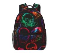 Anceky Psychedelic Multicoloured Skull Neon Backpack For College | Lightweight Laptop Travel BackPack For Teen Leisure Large Capacity Waterproof Daypack