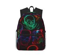 Anceky Psychedelic Multicoloured Skull Neon Travel Backpack For Women | Lightweight Laptop BackPack For Men Fshion Large Capacity Waterproof Daypack Hiking Work Black