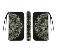 Anceky PU Leather Wallet for Women, Waterproof Card Holder Organizer Wallet Norse Viking Vegvisir Runic Compass Travel Long Zipper Clutch Purse