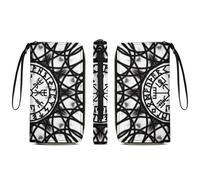 Anceky PU Leather Wallet for Women, Waterproof Card Holder Organizer Wallet Norse Viking Vegvisir Travel Long Zipper Clutch Purse