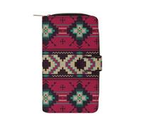 Anceky PU Leather Wallet, Women Soft Clutch Holder Purse Zipper Card Case for Credit Crash Coin Bills Money 7.8x4.3x1.4 in Print Vintage Ethnic Native Southwest American, Tribal Aztec
