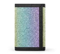 Anceky Rainbow Color Gradient Sparkling Glitter Colorful Galaxy Trifold Wallet, Stylish Purse with Keychain, Credit Pass Case Card-Holder for Crash Bills Receipts Women Men 5 x 3.3 x 0.2 Inch