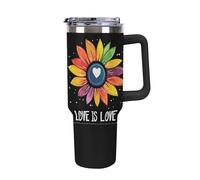 Anceky Rainbow Sunflower Love is Love LGBT Gay 40 Oz Tumbler with Handle Travel Coffee Mug Large Capacity Cars Cup Black-Style