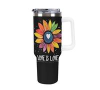 Anceky Rainbow Sunflower Love is Love LGBT Gay 40 Oz Tumbler with Handle Travel Coffee Mug Large Capacity Cars Cup White-Style