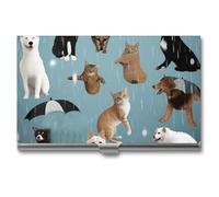 Anceky Raining Cats & Dogs Business Card Holder Slim Name Multi Wallet Credit Card ID Case for Men Women
