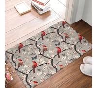 Anceky Red Cardinal Butterfly Print Bathroom Rugs Non Slip Washable, 16x24 in Bath Mat Bath Rugs for Bathroom Decor, Soft Floor Door Mat Kitchen Rugs, Washable Rug for Indoor Outdoor Tub