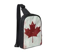 Anceky Retro Canada Flag Prints Sling Bag Crossbody Chest Bag for Men Women Kids, Lightweight Shoulder Bag for Runner Hiking Cycling Travel