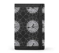 Anceky Retro Cobweb Spider Web Halloween Spooky Horror Witch Flying Trifold Wallet, Stylish Purse with Keychain, Credit Pass Case Card-Holder for Crash Bills Receipts Women Men 5 x 3.3 x 0.2 Inch