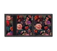 Anceky Roses Flowers Garden Trifold Wallet with ID Window ID Card Holder Wallets Travel Wallet Coin Zipper Pocket