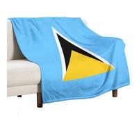 Anceky Saint Lucia Flag Throw Blanket for Couch Sofa Lightweight Fleece Plush Blankets Bed Home Living Room 50"x60"