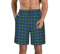Anceky Scottish Clan Robertson Tartan Plaid Shorts Men's Casual Beach Pants Quick Drying Swimming Trunks with Pockets