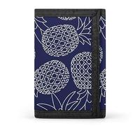 Anceky Seamless Pines Texture Dark Blue Pattern Trifold Wallet, Stylish Purse with Keychain, Credit Pass Case Card-Holder for Crash Bills Receipts Women Men 5 x 3.3 x 0.2 Inch