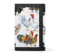 Anceky Seamless Purple Blue Tropical Palm Trees Plants, Pine, Flowers Trifold Wallet, Stylish Purse with Keychain, Credit Pass Case Card-Holder for Crash Bills Receipts Women Men 5 x 3.3 x 0.2 Inch