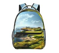 Anceky Seaside Golf Course Women Men Casual Carry On Castle Near Lake Stones 15.6inch Laptop Backpack