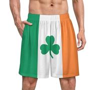 Anceky Shamrocks Clovers Ireland Flag Men's Satin Pajama Boxer Shorts Silk Feeling Lounge Sleep Underwear