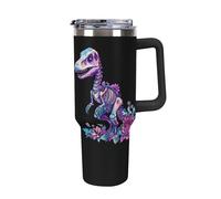 Anceky Skeleton Dinosau Bones Paleontologist 40 Oz Tumbler with Handle Travel Coffee Mug Large Capacity Cars Cup Black-Style