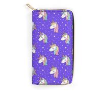 Anceky Slim Leather Wallet for Men & Women Galaxy Rainbow Star Magic Unicorn Purple, Multi Layer Inner Pockets, Portable Purse for Travel Accessories & Daily Use