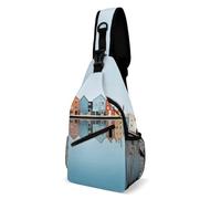 Anceky Sling Backpack Fashion Chest Bag Creative Several Houses on The Island Printing Crossbody Backpacks for Men Women