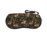 Anceky Sloth Black Portable Soft Sunglasses Case with Belt Clip, Glasses Case Neoprene Zipper Eyeglass Bag Paisley