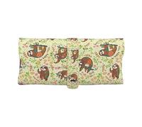 Anceky Sloth Green Portable PU Leather Eyeglasses Case with Button, Durable Glasses Case Eyeglass Bag