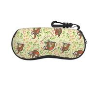 Anceky Sloth Green Portable Soft Sunglasses Case with Belt Clip, Glasses Case Neoprene Zipper Eyeglass Bag Paisley