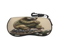 Anceky Sloth Rests Tortoise Ultra Light Portable Soft Shell Glasses Case Neoprene Sunglasses Case with Hook for Travel Hiking Running and Everyday Use