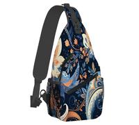 Anceky Small Sling Bakpack for Women Men Ethnic Flower Paisley Crossbody Bag Lightweight Casual Fanny Pack Anti Thief Chest Daypack for Outdoors Sports Hiking Travel with Adjustable Shoulder Strap