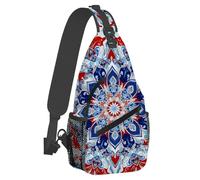 Anceky Small Sling Bakpack for Women Men Ethnic Mandala Damask Crossbody Bag Lightweight Casual Fanny Pack Anti Thief Chest Daypack for Outdoors Sports Hiking Travel with Adjustable Shoulder Strap