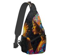 Anceky Small Sling Bakpack for Women Men Ethnic Women African Crossbody Bag Lightweight Casual Fanny Pack Anti Thief Chest Daypack for Outdoors Sports Hiking Travel with Adjustable Shoulder Strap