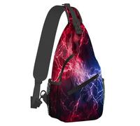 Anceky Small Sling Bakpack for Women Men Lightning Red Blue Cool Crossbody Bag Lightweight Casual Fanny Pack Anti Thief Chest Daypack for Outdoors Sports Hiking Travel with Adjustable Shoulder Strap