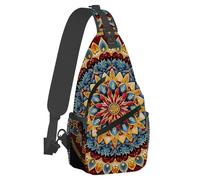 Anceky Small Sling Bakpack for Women Men Mandala Ethnic Yellow Crossbody Bag Lightweight Casual Fanny Pack Anti Thief Chest Daypack for Outdoors Sports Hiking Travel with Adjustable Shoulder Strap
