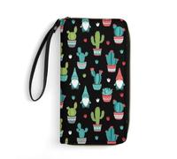 Anceky Smooth Zipper Gnomes Succulents Cacti Terrarium Cactus Leather Wallet for Women Men, Water-Resistant, Secure and Durable, Birthday