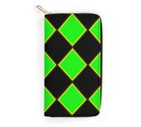 Anceky Smooth Zipper Leather Wallet Jamaican Flag Stripe Caribbean Island Design, Water Resistant Large Capacity Design, Portable Purse for Men & Women‘s Daily Carry